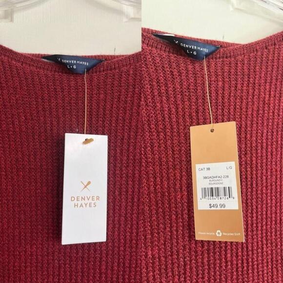 NWT Denver Hayes Boat Neck Pullover Sweater Large Burgundy - Picture 4 of 9